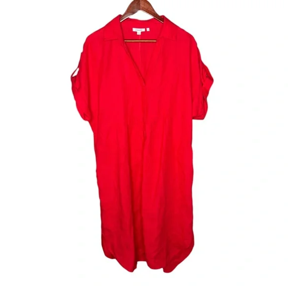 SOLD Chico’s Linen Roll Tab Dolman Midi Dress - Picture 4 of 13